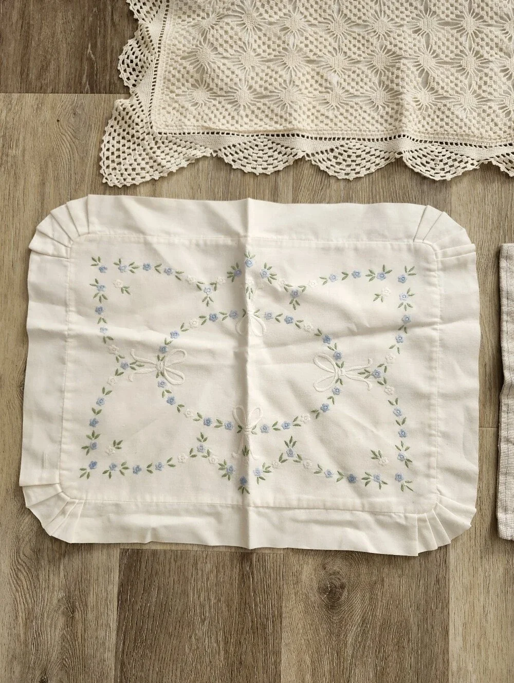 Vintage Lot of 3 Pillow Covers Pauline Denham Crochet Embroidery